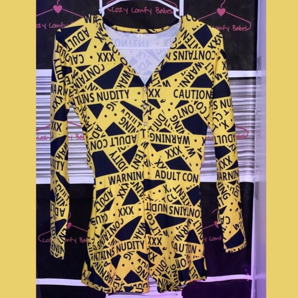 Yellow Caution ⚠️ Long-sleeve Onesie